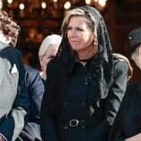 Máxima de Holanda con velo en el funeral de Constantino de Grecia