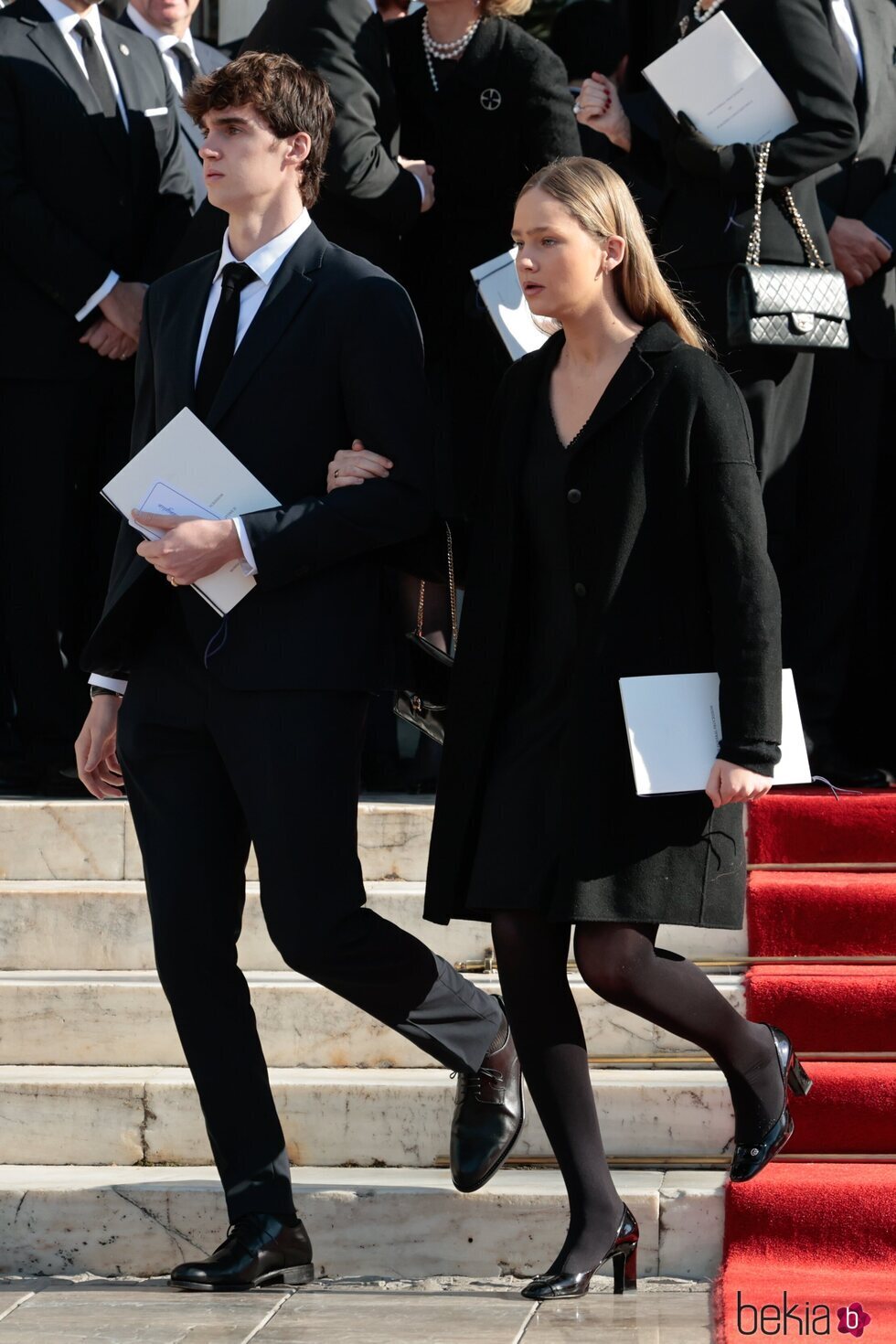 Pablo Urdangarin e Irene Urdangarin en el funeral de Constantino de Grecia