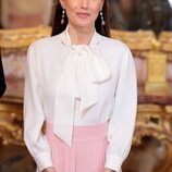 La Reina Letizia en la recepción del Palacio Real para recibir al Cuerpo Diplomático