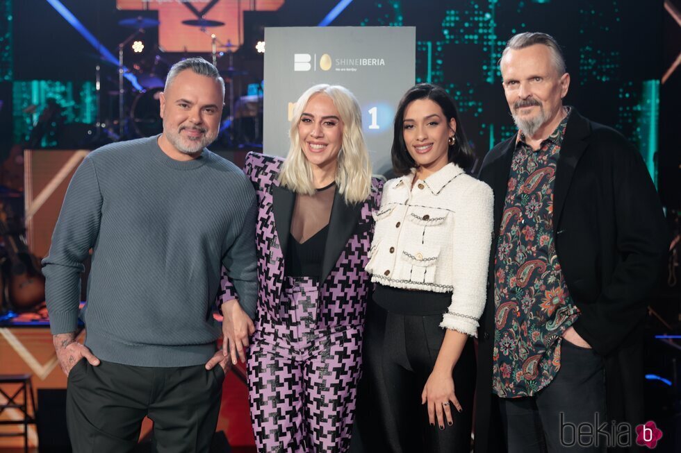 Juan Magán, Mónica Naranjo, Chanel y Miguel Bosé en la presentación de 'Cover Night'