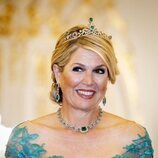 Máxima de Holanda con la Tiara de Esmeraldas en la cena de gala por su Visita de Estado a Eslovaquia