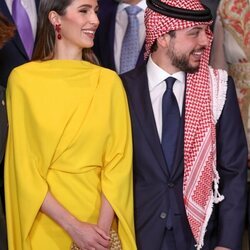 Hussein de Jordania y Rajwa Al Saif, muy sonrientes en la boda de Iman de Jordania y Jameel Alexander Thermiotis