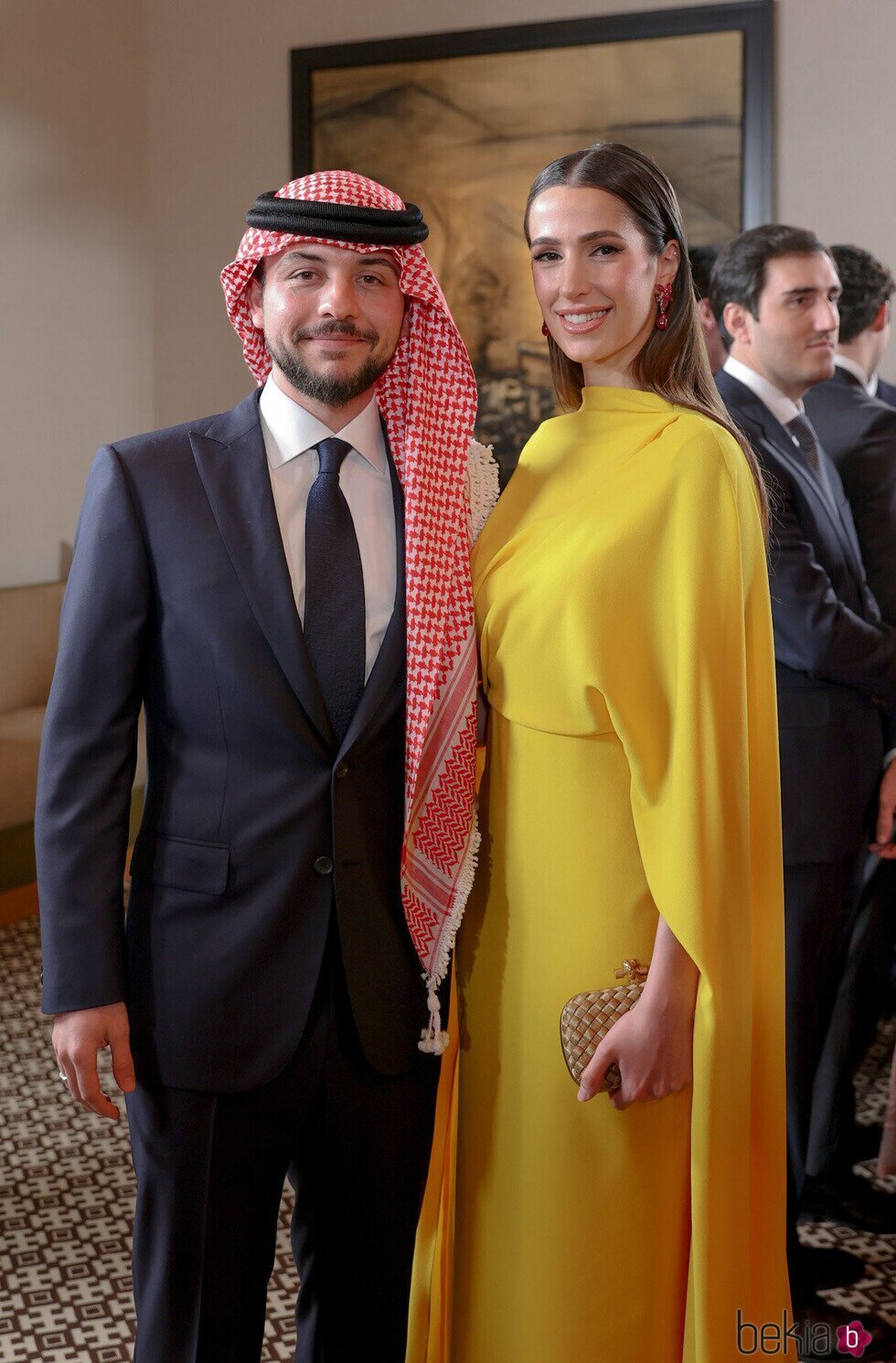 Hussein de Jordania y Rawja Al Saif en la boda de Iman de Jordania y Jameel Alexander Thermiotis