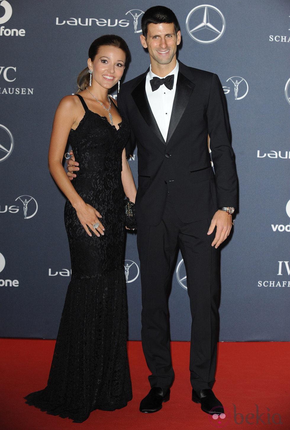 Novak Djokovic y Jelena Ristic en los Premios Laureus 2012