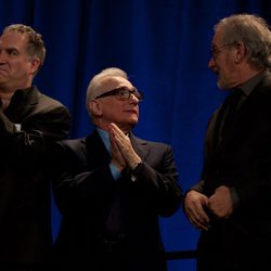 Martin Scorsese y Steven Spielberg en la comida de los nominados a los Oscar 2012