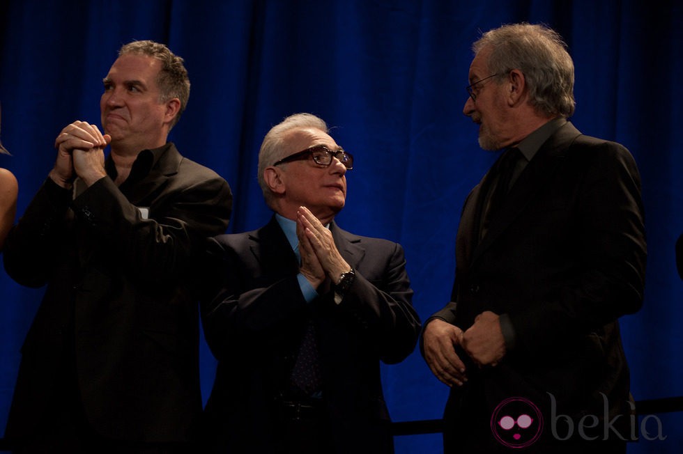 Martin Scorsese y Steven Spielberg en la comida de los nominados a los Oscar 2012
