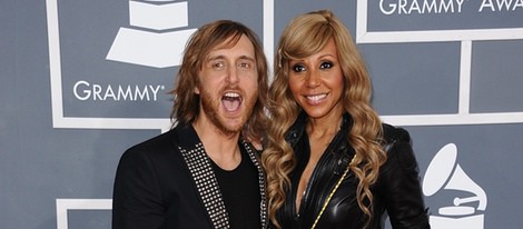 David Guetta con su mujer en los Grammy 2012