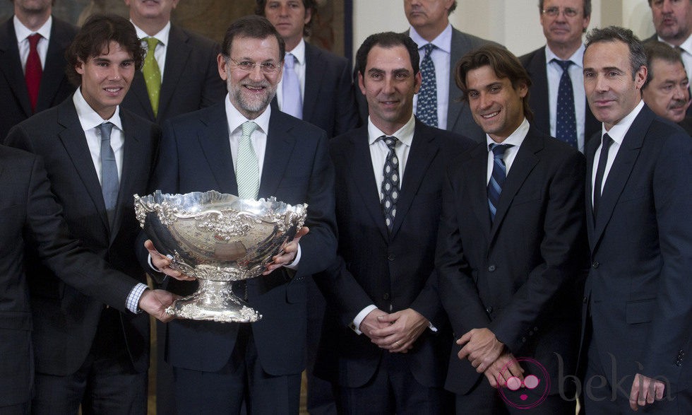 Rafa Nadal, Mariano Rajoy, Albert Costa, David Ferrer y Álex Corretja