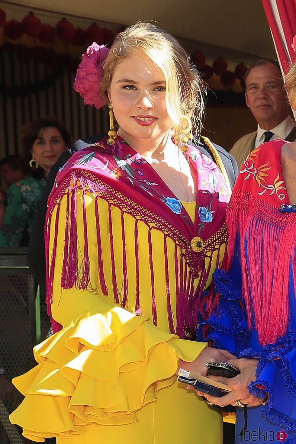 Amalia de Holanda, vestida de flamenca en la Feria de Abril de Sevilla