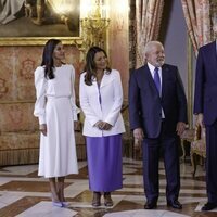 Los Reyes Felipe y Letizia y Lula da Silva y su esposa en el Palacio Real