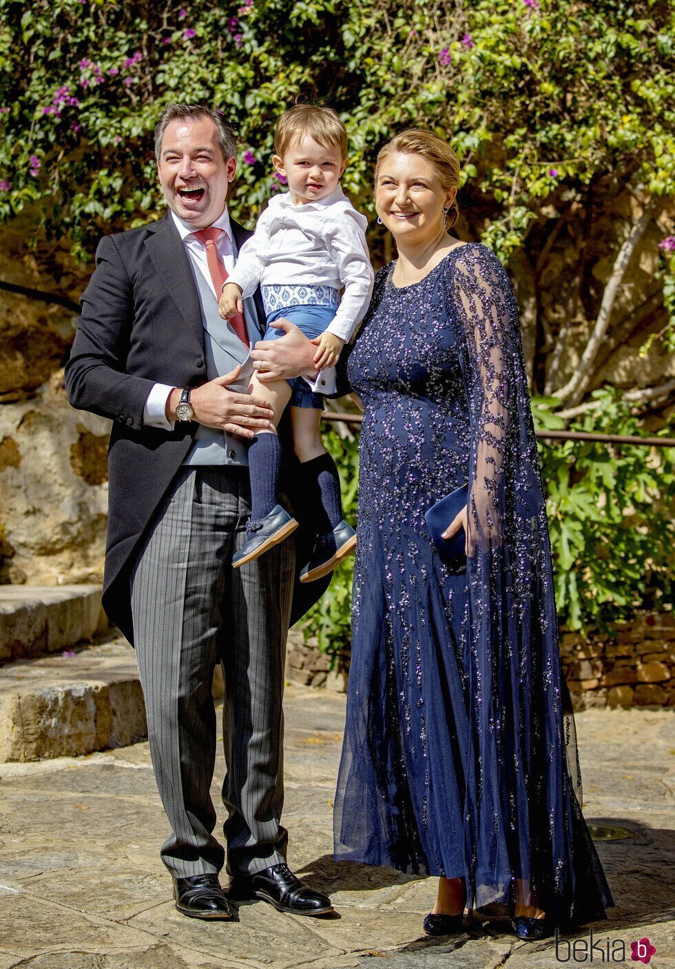 El Príncipe Guillermo, la Princesa Stéphanie y su hijo mayor Charles en la boda religiosa de la Princesa Alexandra de Luxemburgo y Nicolas Bagory