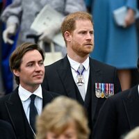 El Príncipe Harry acudiendo a la Coronación de Carlos III