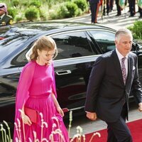 Felipe de Bélgica y Elisabeth de Bélgica a su llegada a la boda de Hussein y Rajwa de Jordania