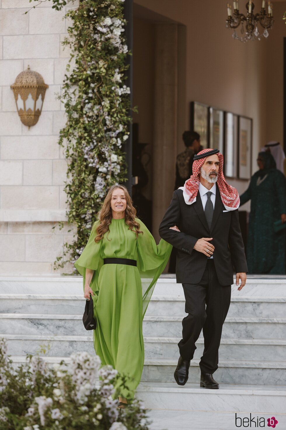 Miriam de Ungría y Ghazi de Jordania en la boda de Hussein y Rajwa de Jordania