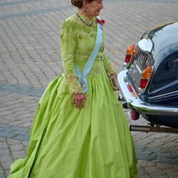 Sonia de Noruega con la tiara de la Emperatriz Josefina en la cena en su honor en Amalienborg