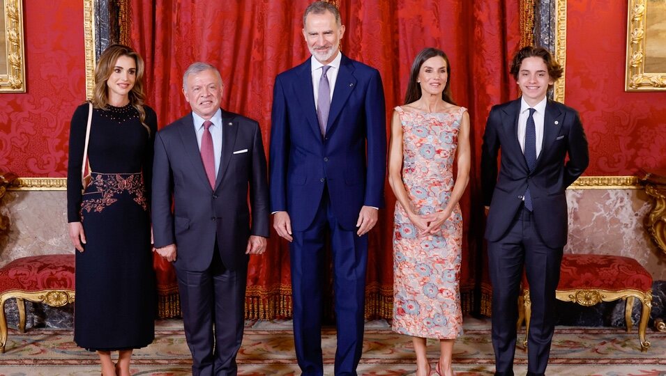 Los Reyes Felipe y Letizia, Abdalá y Rania de Jordania y Hashem de Jordania en el Palacio Real