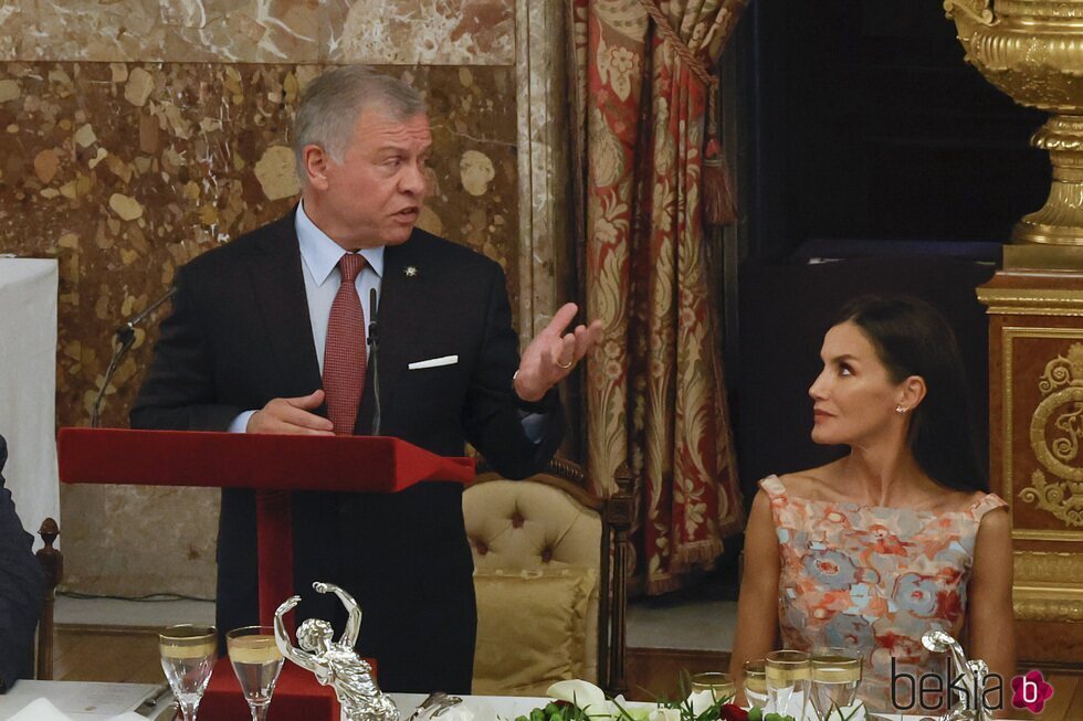 La Reina Letizia y Abdalá de Jordania en el almuerzo a los Reyes de Jordania en el Palacio Real