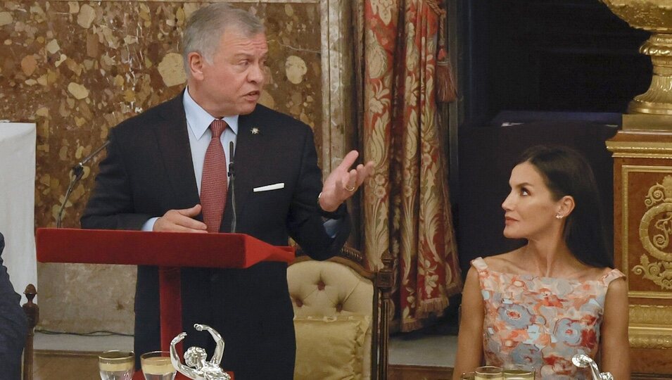La Reina Letizia y Abdalá de Jordania en el almuerzo a los Reyes de Jordania en el Palacio Real