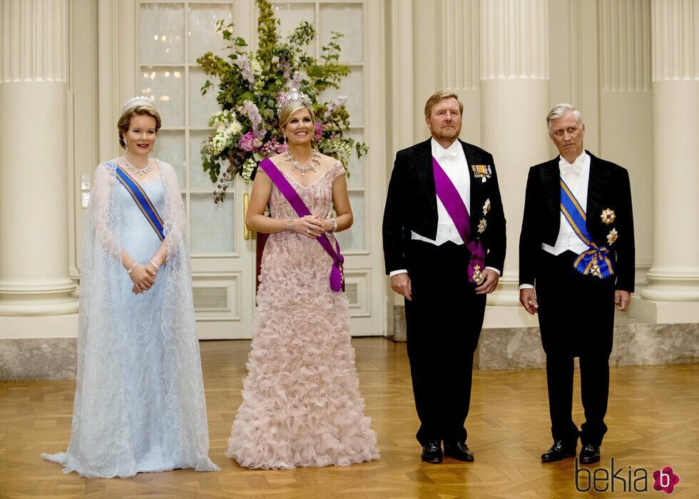 Felipe y Matilde de Bélgica y Guillermo Alejandro y Máxima de Holanda en la cena por la Visita de Estado de los Reyes de Holanda a Bélgica