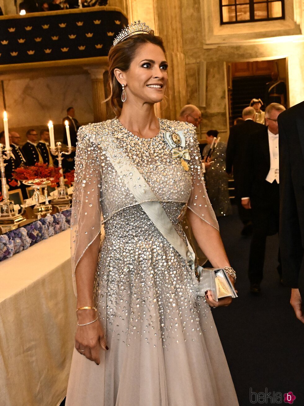 Magdalena de Suecia con la Tiara Fringe Moderna en la cena por el Jubileo de Carlos Gustavo de Suecia
