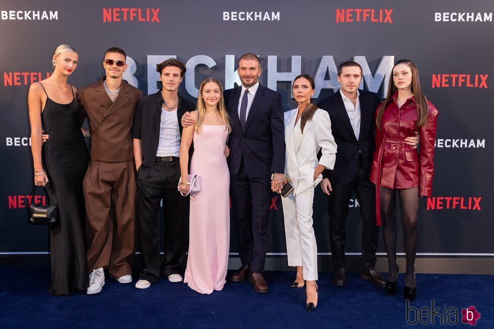 La familia Beckham en la premiere de la docuserie 'Beckham'