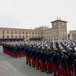 La Princesa Leonor con los demás cadetes en su Jura de Bandera en la Academia General Militar
