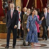 Los Reyes Felipe Vi y Letizia y la Princesa Leonor llegando a la recepción en el Palacio Real por el Día de la Hispanidad 2023