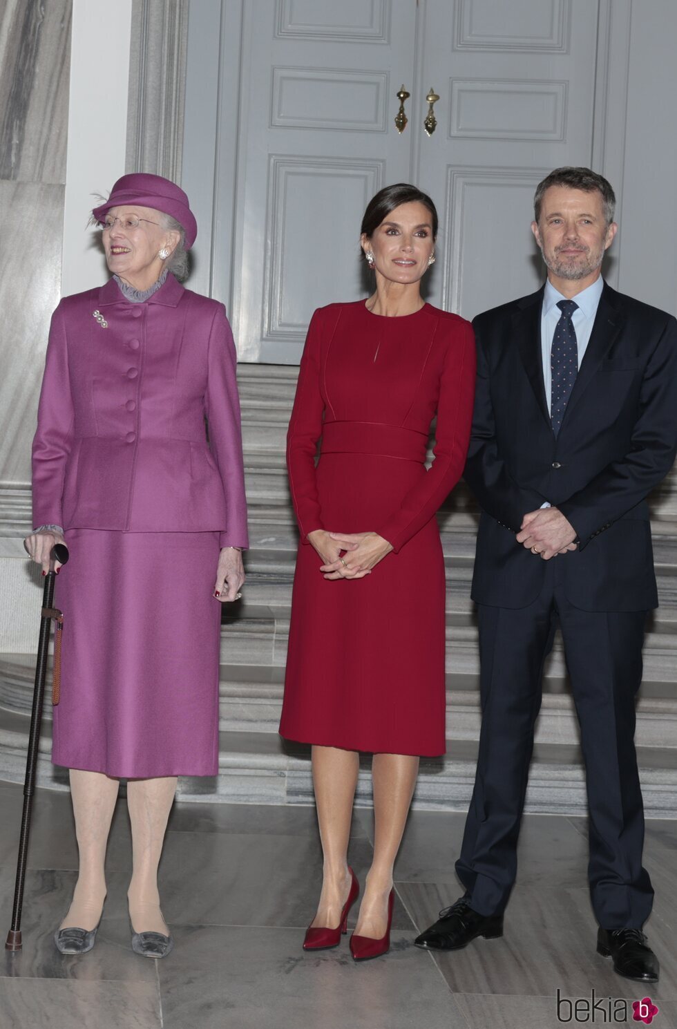 Margarita de Dinamarca, la Reina Letizia y Federico de Dinamarca en la bienvenida a los Reyes Felipe y Letizia en Amalienborg