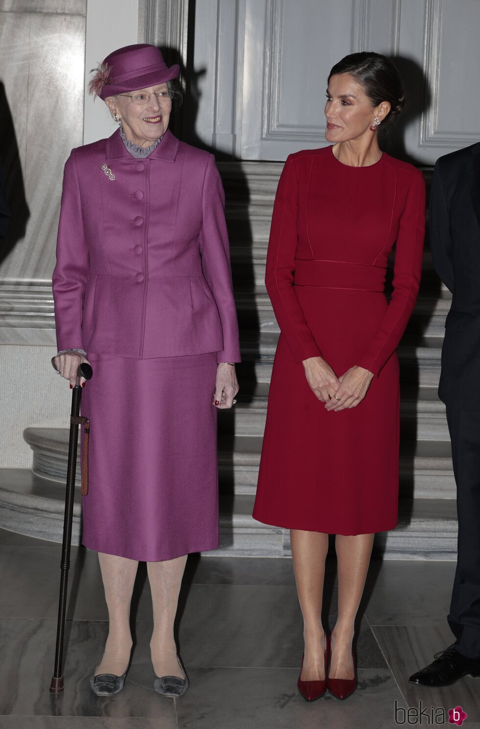Margarita de Dinamarca y la Reina Letizia en la ceremonia de bienvenida a los Reyes Felipe y Letizia en Amalienborg