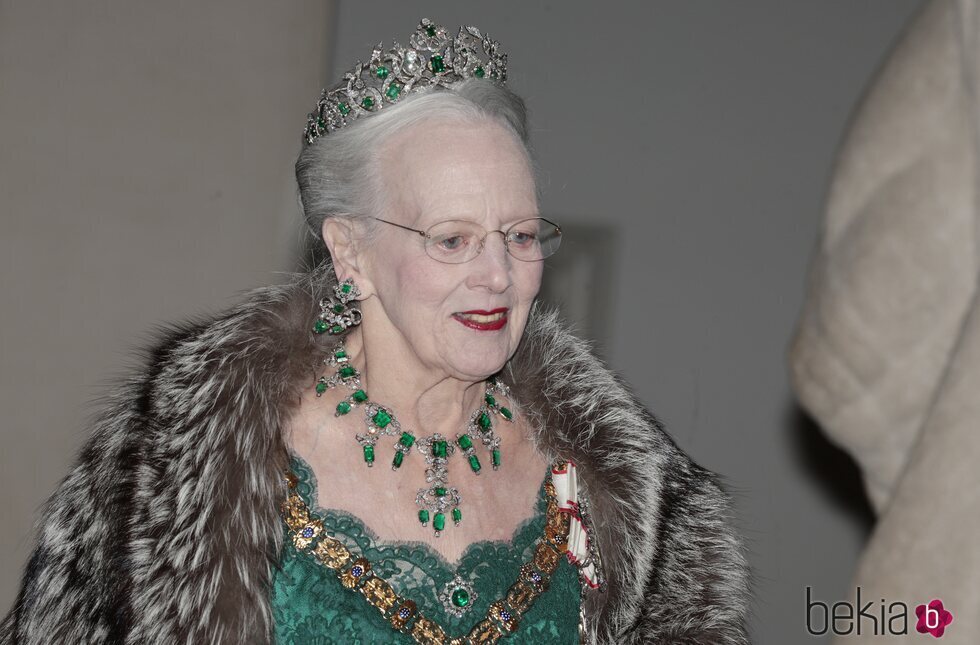 Margarita de Dinamarca con la Tiara de Esmeraldas en la cena de gala por la Visita de Estado de los Reyes Felipe y Letizia a Dinamarca