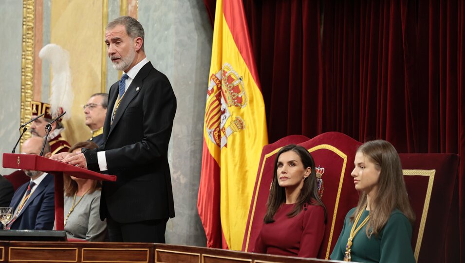 El Rey Felipe VI pronunciando su discurso en la Apertura de la XV Legislatura