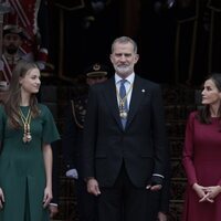 Los Reyes Felipe y Letizia y la Princesa Leonor tras la celebración de la Apertura de la XV Legislatura