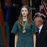 La Princesa Leonor con un vestido verde de Adolfo Domínguez en la Apertura de la XV Legislatura