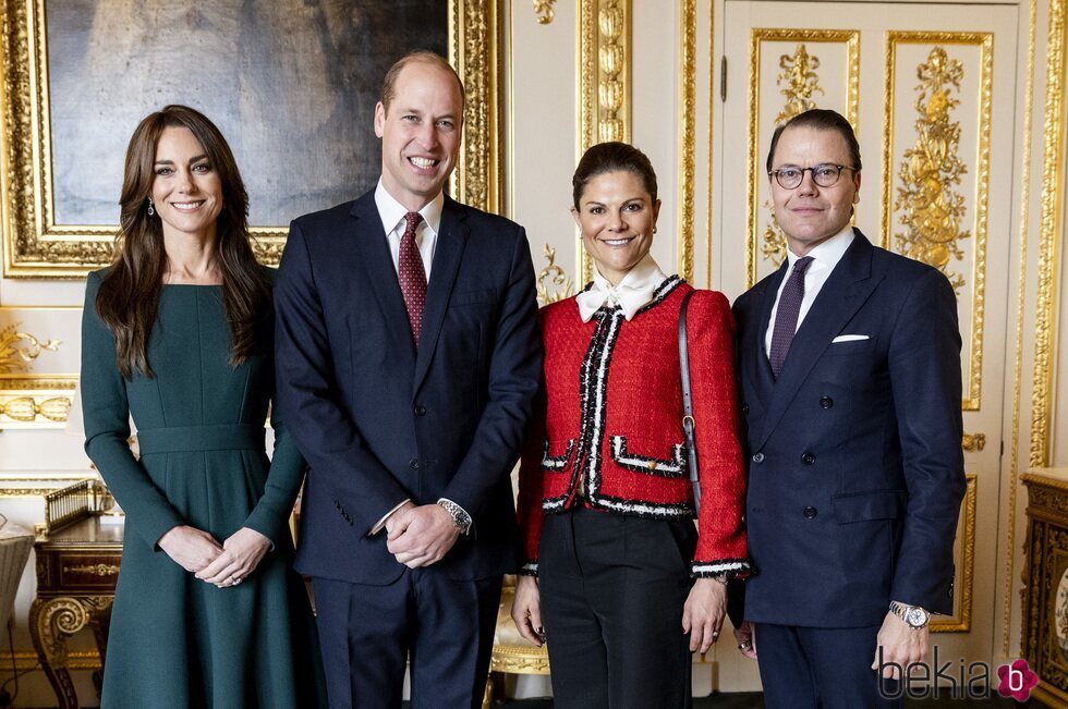 El Príncipe Guillermo y Kate Middleton y Victoria y Daniel de Suecia en Windsor Castle