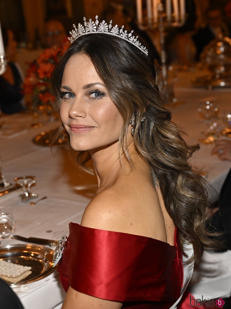 Sofia de Suecia con su tiara nupcial en la cena a los premiados con el Nobel 2023