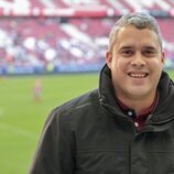 José Fernando, muy sonriente en el partido de fútbol Artistas vs Famosos