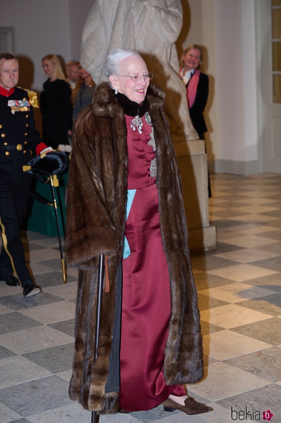 Margarita de Dinamarca en la última recepción al Cuerpo Diplomático de su reinado