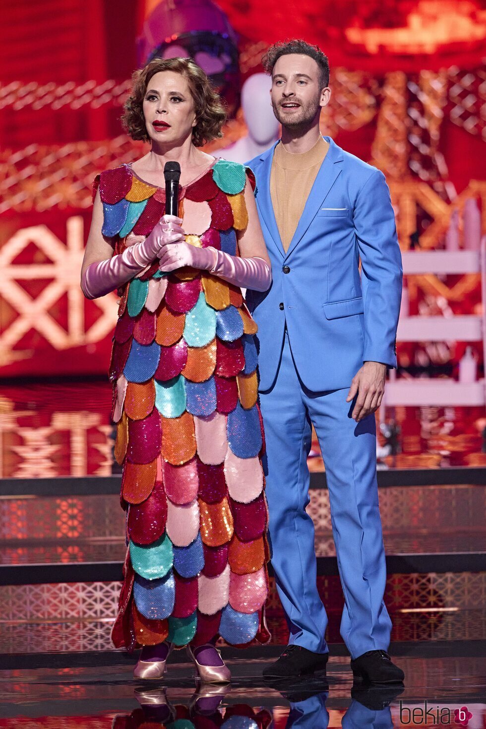 Ágatha Ruiz de la Prada y el bailarín Roberto durante la valoración del jurado de 'Bailando con las estrellas'