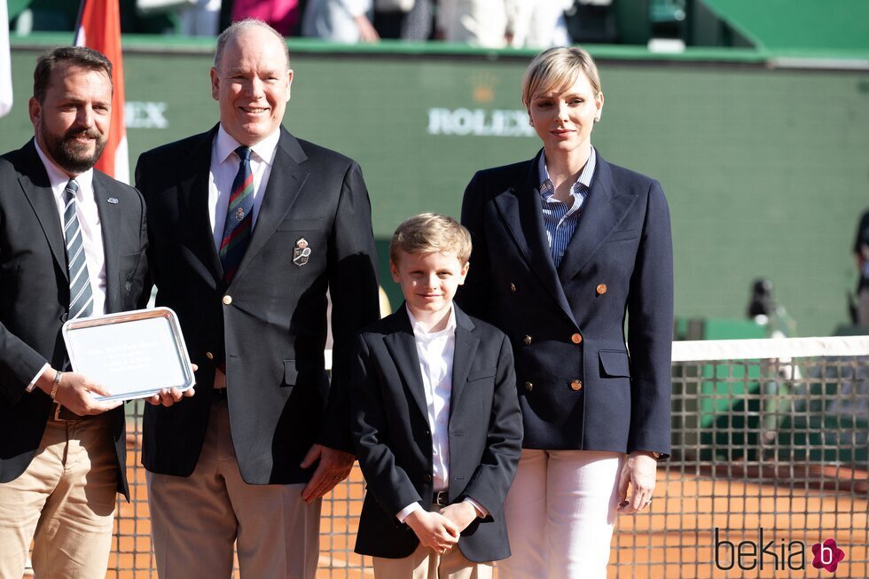 Los Príncipes Alberto y Charlene de Mónaco junto a su hijo en la final del Masters 1.000 de Montecarlo