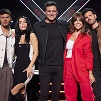 Abraham Mateo, Lali, Ion Aramendi, Vanesa Martín y Willy Bárcenas en la presentación de 'Factor X'