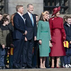 Los Reyes Felipe y Letizia y Guillermo Alejandro y Máxima de Holanda en la bienvenida a los Reyes de España por su Visita de Estado a Países Bajos