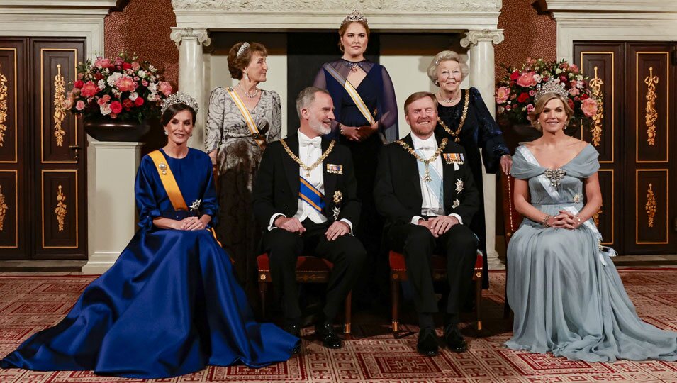 La Familia Real Holandesa y los Reyes Felipe y Letizia en la cena de gala por su Visita de Estado a Países Bajos