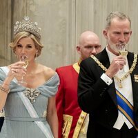 Máxima de Holanda y Felipe VI bebiendo en la cena de gala por la Visita de Estado de los Reyes de España a Países Bajos