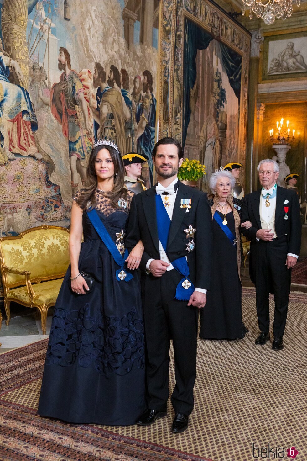 Carlos Felipe y Sofia de Suecia y Cristina de Suecia y Tord Magnuson en la cena de gala al Presidente de Finlandia por su Visita de Estado a Suecia