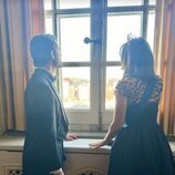 Sofia de Suecia con la Tiara Palmette con Topacio London Blue junto a Carlos Felipe de Suecia en la cena de gala por la Visita de Estado del Presidente de