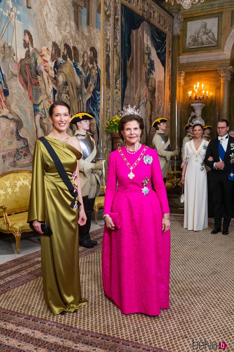 La Primera Dama de Finlandia, Silvia de Suecia y Victoria y Daniel de Suecia en la cena de gala por la Visita de Estado del Presidente de Finlandia