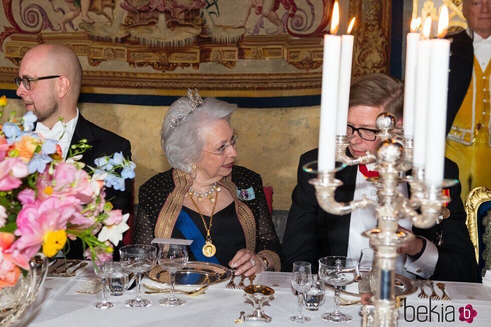 Cristina de Suecia con la Tiara Connaught en la cena de la gala por la Visita de Estado del Presidente de Finlandia a Suecia