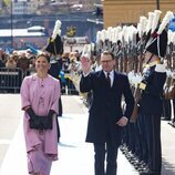 Victoria y Daniel de Suecia en el recibimiento por la Visita de Estado de Federico y Mary de Dinamarca a Suecia