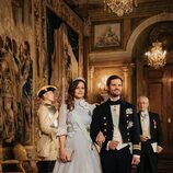 Carlos Felipe de Suecia y Sofia de Suecia con la Tiara Palmette con topacios en la cena de gala por la Visita de Estado de Federico y Mary de Dinamarca a S