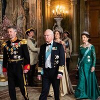 Federico de Dinamarca, Carlos Gustavo de Suecia, Mary de Dinamarca y Silvia de Suecia en la cena de gala por la Visita de Estado de los Reyes de Dinamarca